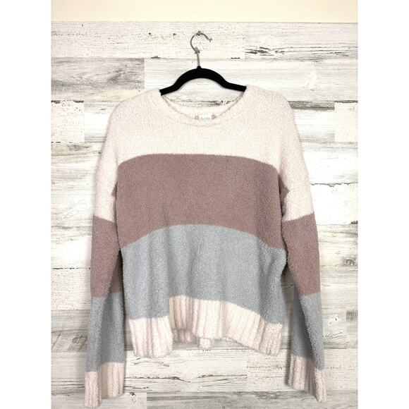 Altar’d State Women's Small Cream Boho Striped Crew Neck Pullover Sweater - Picture 2 of 4